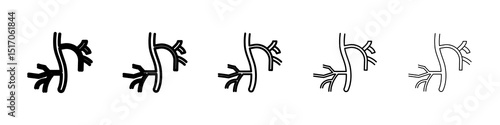 Human artery icon graphic set. trendy stroke line style