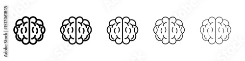 Human brain icon graphic set. trendy stroke line style