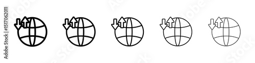 Import and export icon graphic set. trendy stroke line style