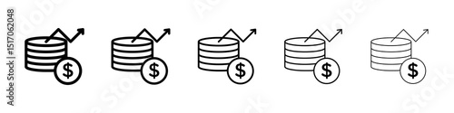 Income icon graphic set. trendy stroke line style