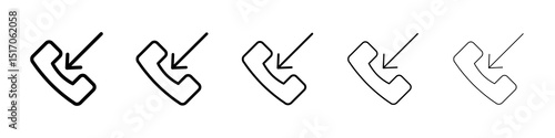 Incoming Call icon graphic set. trendy stroke line style