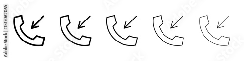 Incoming Call icon graphic set. trendy stroke line style