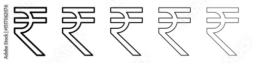 Indian rupee icon graphic set. trendy stroke line style
