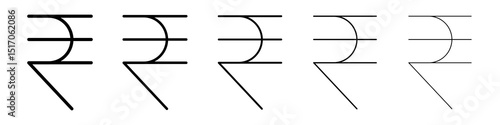 Indian rupee icon graphic set. trendy stroke line style