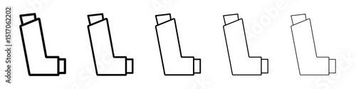 Inhaler icon graphic set. trendy stroke line style