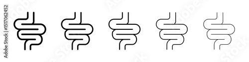 Intestines icon graphic set. trendy stroke line style