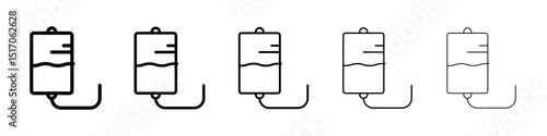 IV drip icon graphic set. trendy stroke line style