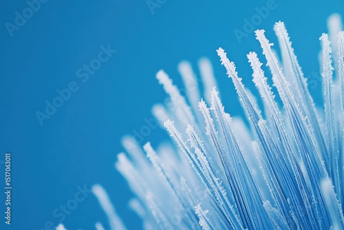 Wallpaper Mural Frozen Blue bristles with delicate ice crystals against a vibrant cerulean background, showcasing winter's artistry. Torontodigital.ca