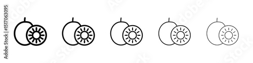 Kiwi icon graphic set. trendy stroke line style