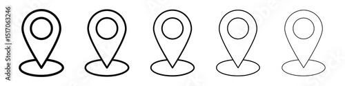 Land layer location icon graphic set. trendy stroke line style