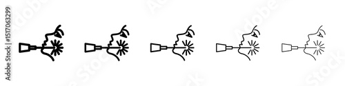 Laser anti aging beauty icon graphic set. trendy stroke line style
