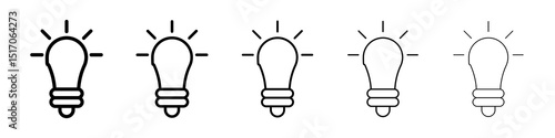 Light bulb icon graphic set. trendy stroke line style