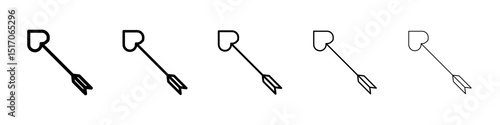 Love arrow icon graphic set. trendy stroke line style