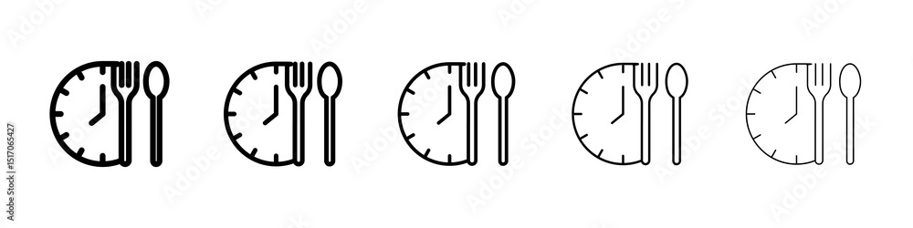 Fototapeta premium Lunch time icon graphic set. trendy stroke line style