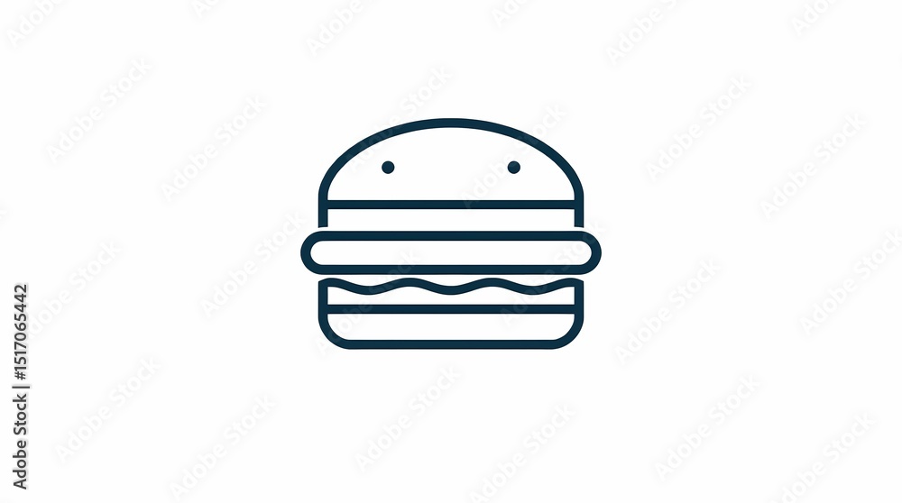 Delicious Burger Icon Simple Line Art Graphic for Restaurant Menus, Websites, and Apps Delicious Burger Icon Simple Line Art Graphic for Restaurant Menus, Websites, and Apps