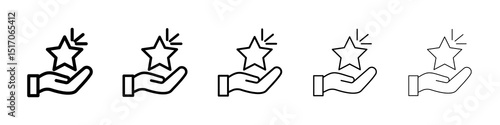 Loyalty program icon graphic set. trendy stroke line style