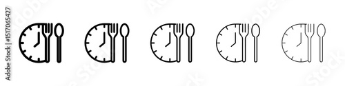 Lunch time icon graphic set. trendy stroke line style