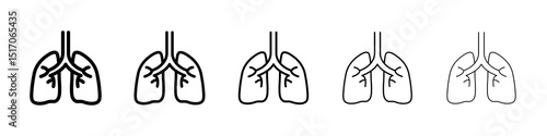 Lung icon graphic set. trendy stroke line style