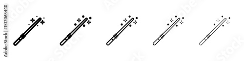 Magic wand icon graphic set. trendy stroke line style