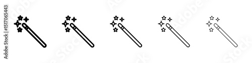 Magic wand icon graphic set. trendy stroke line style