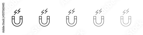 Magnet icon graphic set. trendy stroke line style