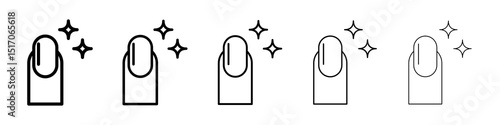 Manicure icon graphic set. trendy stroke line style