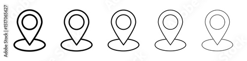 Map marker icon graphic set. trendy stroke line style