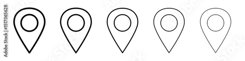 Map marker icon graphic set. trendy stroke line style