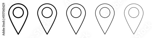 Map marker icon graphic set. trendy stroke line style
