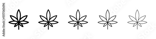 Marijuana icon graphic set. trendy stroke line style