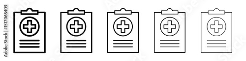 Medical report icon graphic set. trendy stroke line style