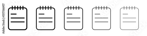 Memo Pad icon graphic set. trendy stroke line style