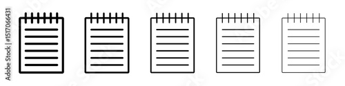 Memo Pad icon graphic set. trendy stroke line style