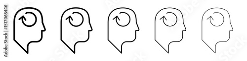 Memory recall icon graphic set. trendy stroke line style