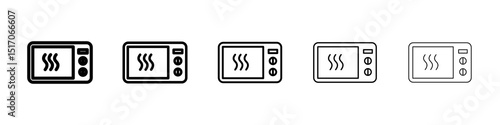 Microwave icon graphic set. trendy stroke line style
