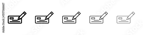 Money check icon graphic set. trendy stroke line style