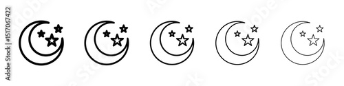 Moon stars icon graphic set. trendy stroke line style