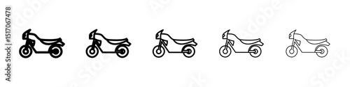 Motorcycle icon graphic set. trendy stroke line style