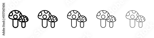 Mushrooms icon graphic set. trendy stroke line style