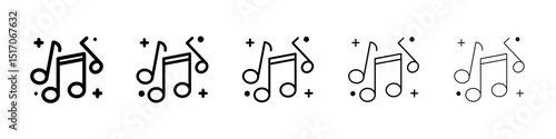 Music icon graphic set. trendy stroke line style
