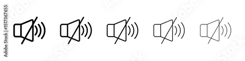 Mute sound icon graphic set. trendy stroke line style