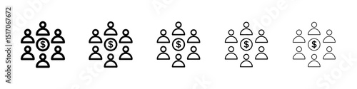 Mutual funds icon graphic set. trendy stroke line style