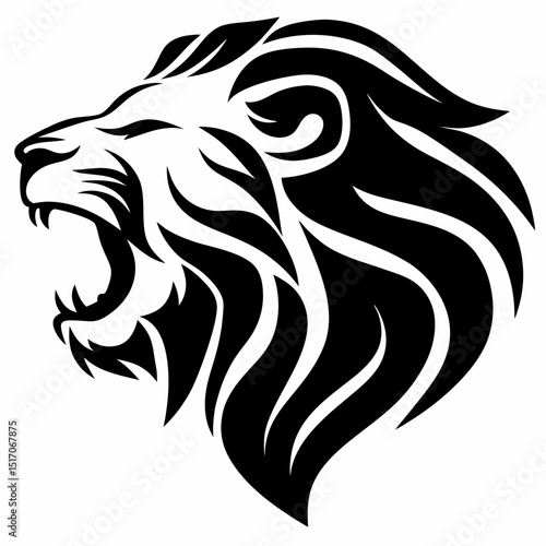 Wallpaper Mural Lion head roaring tribal tattoo design vector illustration black and white drawing predator animal mascot 100 Torontodigital.ca