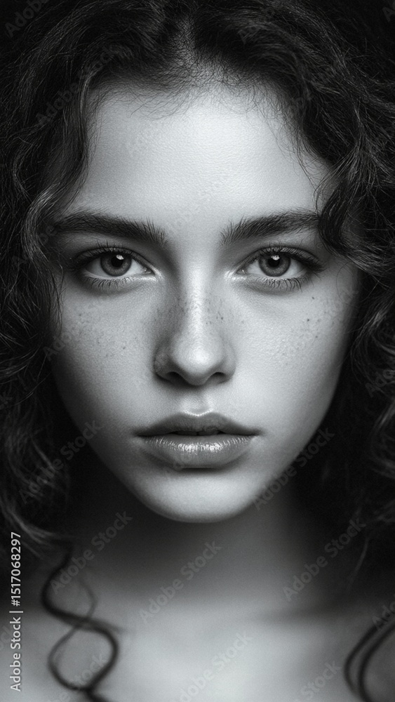 Fototapeta premium Curly Hair Portrait, Curly Hair Close-up, Curly Hair Photography