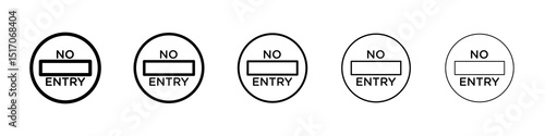 No entry road signs graphic set. trendy stroke line style