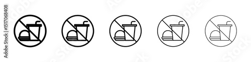 No food allowed signs graphic set. trendy stroke line style