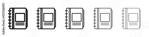 Notebook icon graphic set. trendy stroke line style