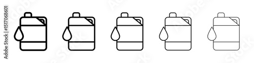 Oil can icon graphic set. trendy stroke line style