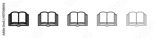 open book icon graphic set. trendy stroke line style