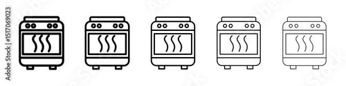 Oven icon graphic set. trendy stroke line style